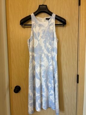 Banana Republic Light Blue & White Floral Midi Dress